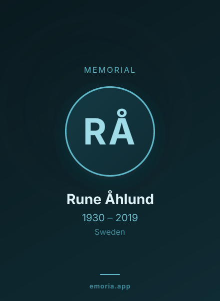 Memorial portrait of Rune Åhlund