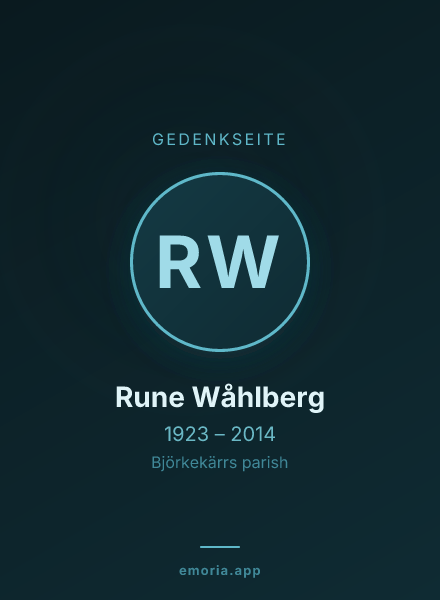 Gedenkportrait von Rune Wåhlberg