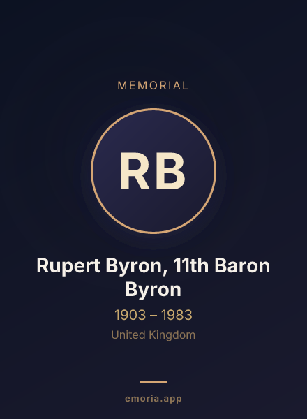 Memorial portrait of Rupert Byron, 11th Baron Byron