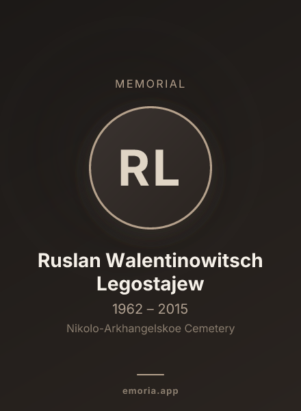 Memorial portrait of Ruslan Walentinowitsch Legostajew
