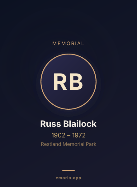 Memorial portrait of Russ Blailock
