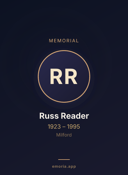 Memorial portrait of Russ Reader