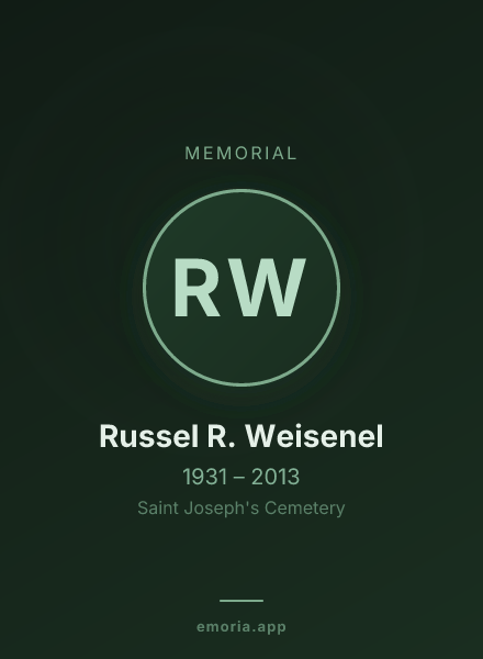 Memorial portrait of Russel R. Weisenel