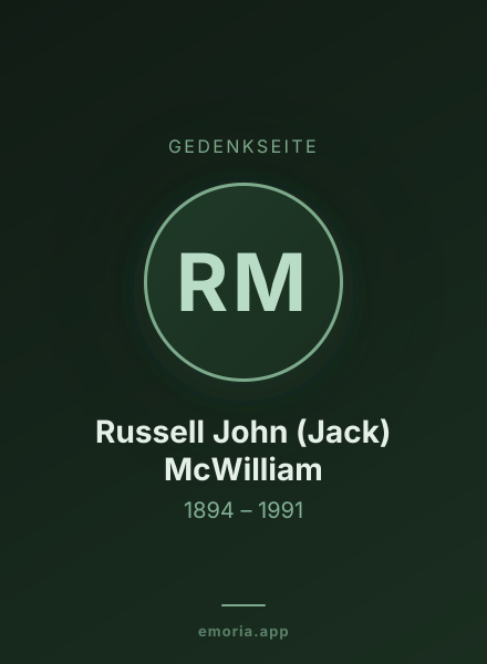 Gedenkportrait von Russell John (Jack) McWilliam