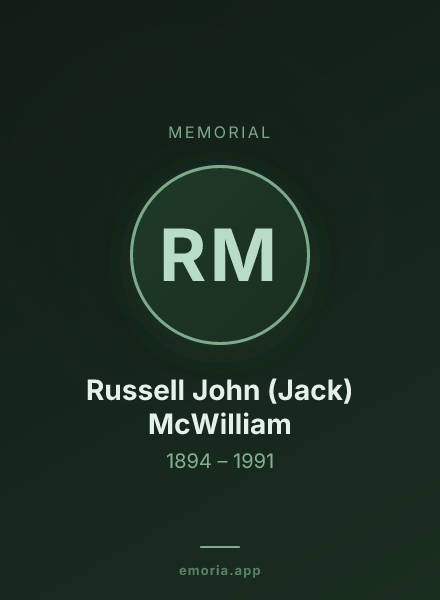 Memorial portrait of Russell John (Jack) McWilliam