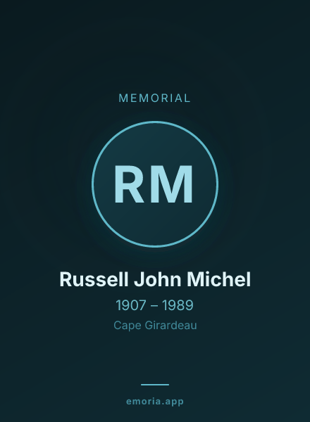 Memorial portrait of Russell John Michel