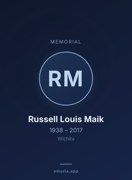 Memorial portrait of Russell Louis Maik