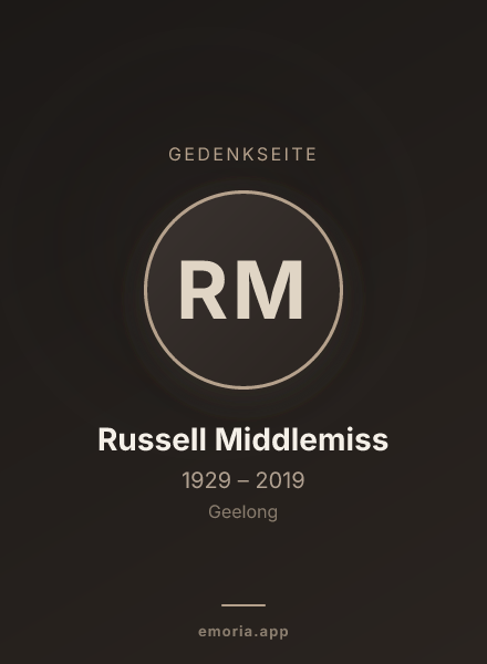Gedenkportrait von Russell Middlemiss