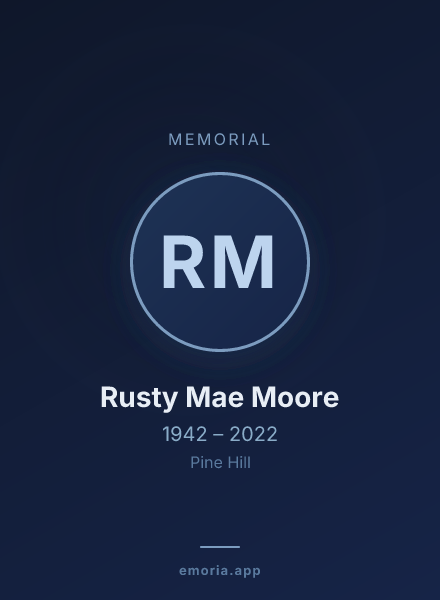 Memorial portrait of Rusty Mae Moore
