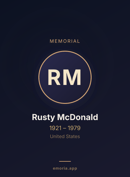 Memorial portrait of Rusty McDonald