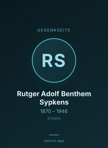 Gedenkportrait von Rutger Adolf Benthem Sypkens