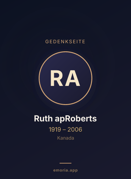Gedenkportrait von Ruth apRoberts