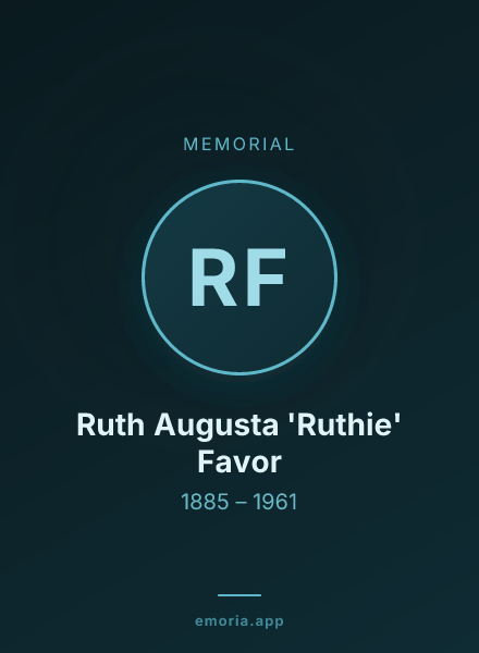 Memorial portrait of Ruth Augusta 'Ruthie' Favor