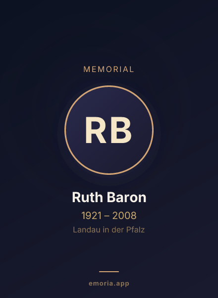 Memorial portrait of Ruth Baron