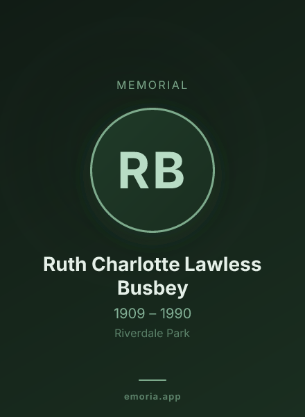 Memorial portrait of Ruth Charlotte Lawless Busbey