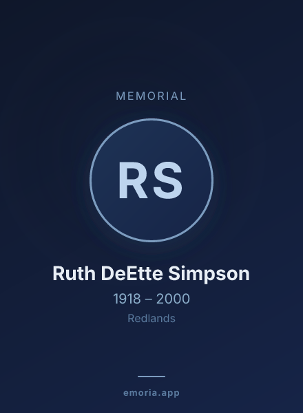 Memorial portrait of Ruth DeEtte Simpson