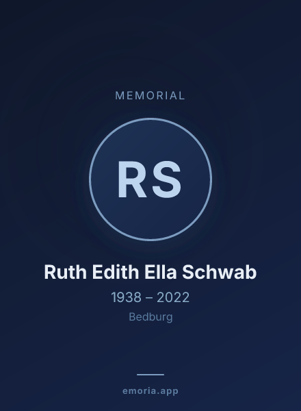 Memorial portrait of Ruth Edith Ella Schwab