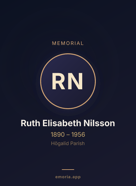 Memorial portrait of Ruth Elisabeth Nilsson