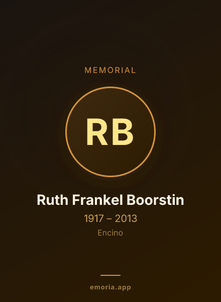 Memorial portrait of Ruth Frankel Boorstin