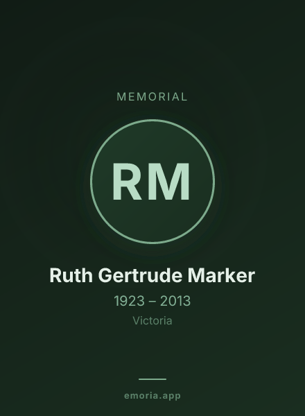 Memorial portrait of Ruth Gertrude Marker