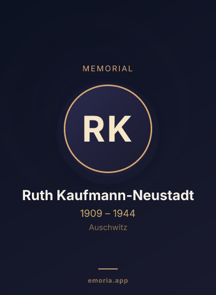 Memorial portrait of Ruth Kaufmann-Neustadt