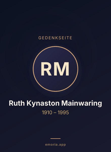 Gedenkportrait von Ruth Kynaston Mainwaring