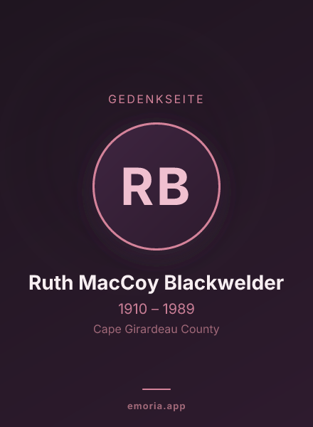 Gedenkportrait von Ruth MacCoy Blackwelder