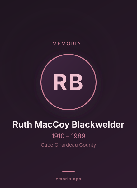 Memorial portrait of Ruth MacCoy Blackwelder