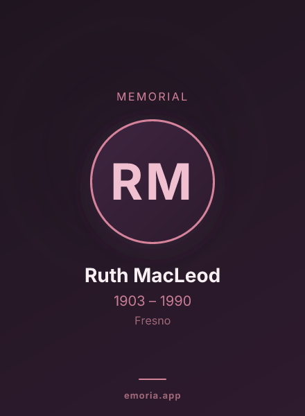 Memorial portrait of Ruth MacLeod
