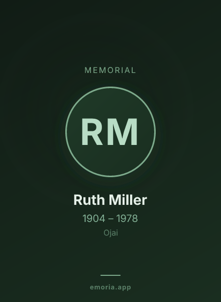 Memorial portrait of Ruth Miller