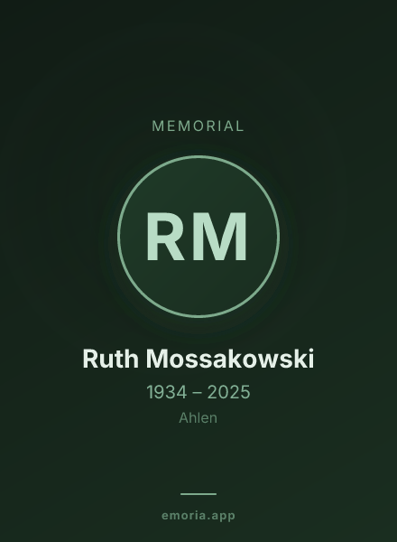 Memorial portrait of Ruth Mossakowski