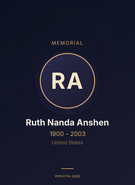 Memorial portrait of Ruth Nanda Anshen