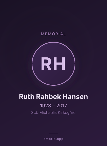 Memorial portrait of Ruth Rahbek Hansen