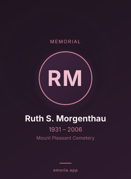 Memorial portrait of Ruth S. Morgenthau
