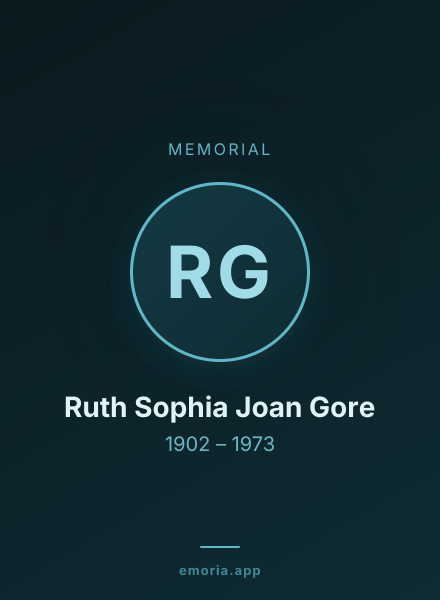 Memorial portrait of Ruth Sophia Joan Gore