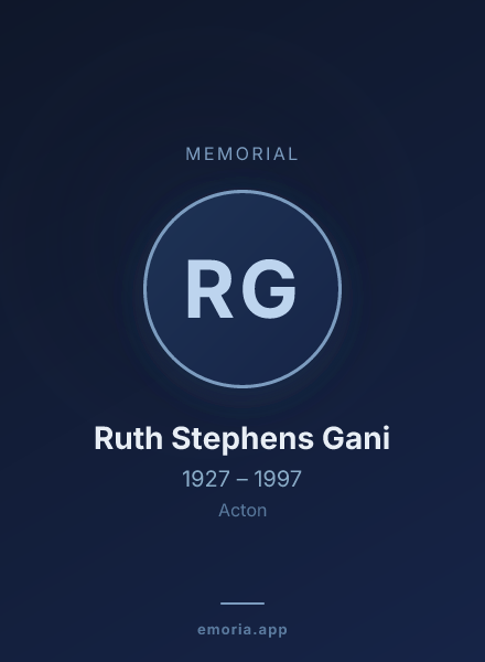 Memorial portrait of Ruth Stephens Gani