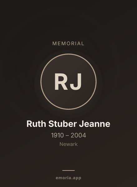Memorial portrait of Ruth Stuber Jeanne