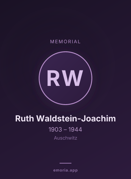 Memorial portrait of Ruth Waldstein-Joachim