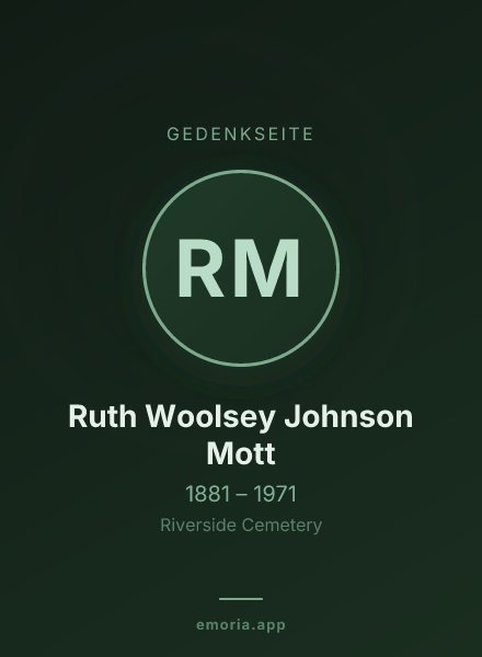 Gedenkportrait von Ruth Woolsey Johnson Mott