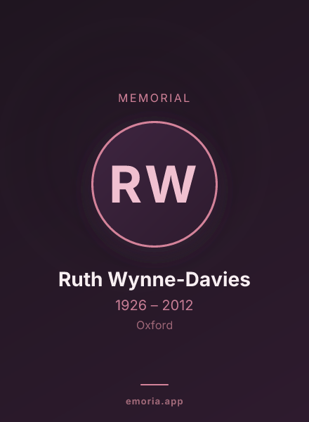 Memorial portrait of Ruth Wynne-Davies