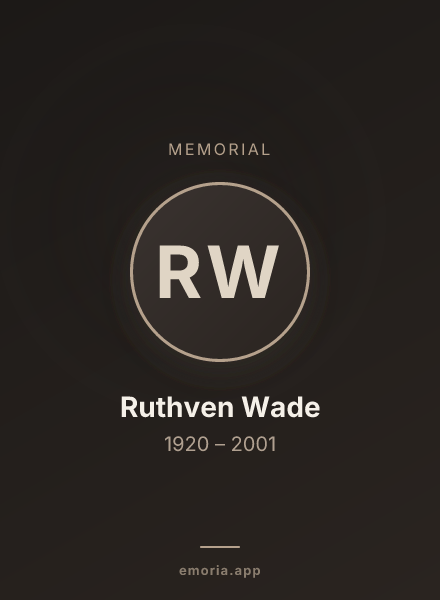 Memorial portrait of Ruthven Wade