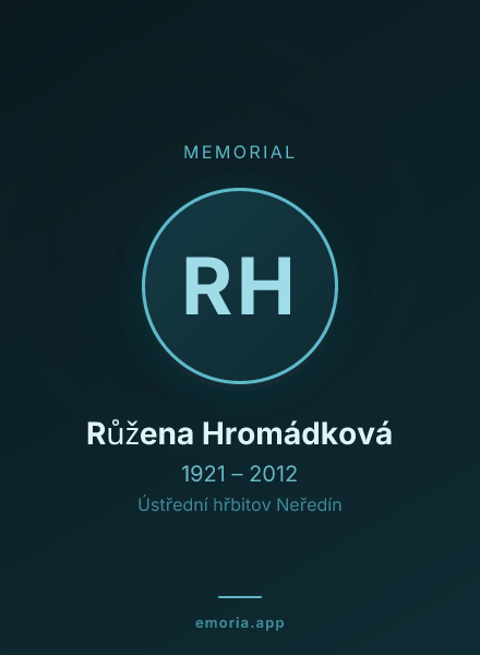 Memorial portrait of Růžena Hromádková