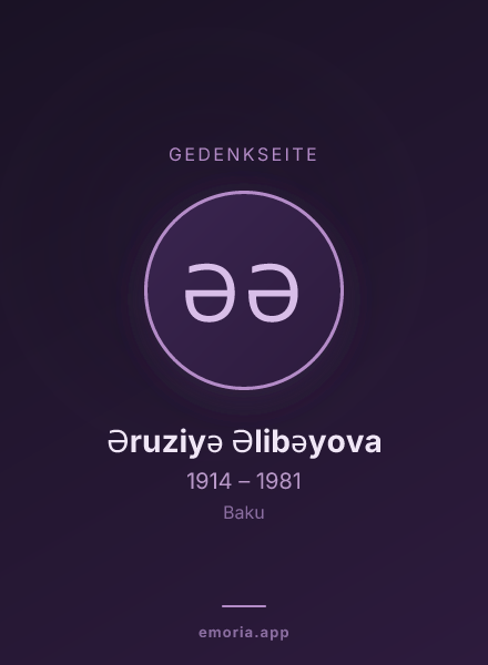 Gedenkportrait von Əruziyə Əlibəyova