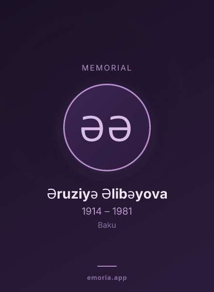 Memorial portrait of Əruziyə Əlibəyova