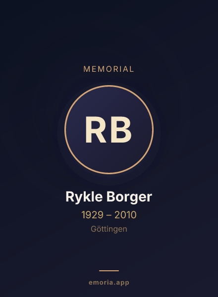 Memorial portrait of Rykle Borger