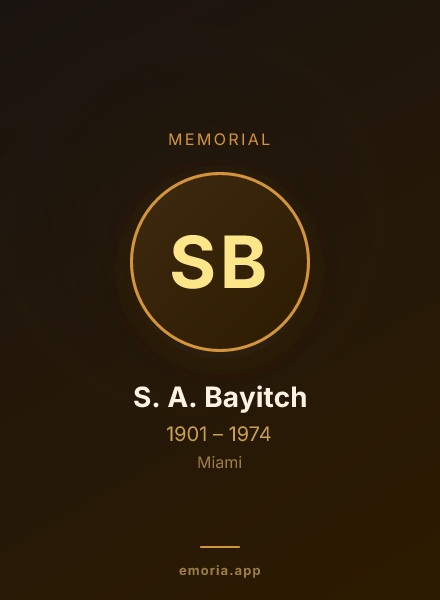 Memorial portrait of S. A. Bayitch
