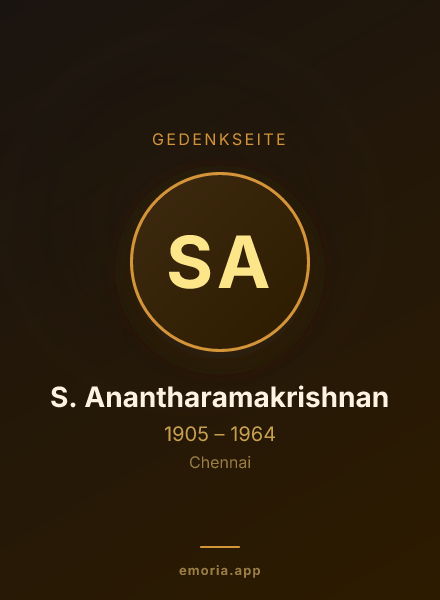 Gedenkportrait von S. Anantharamakrishnan