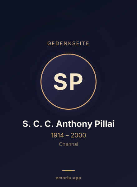 Gedenkportrait von S. C. C. Anthony Pillai
