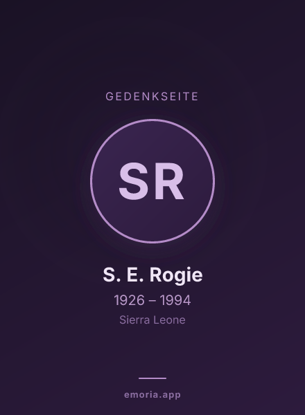 Gedenkportrait von S. E. Rogie