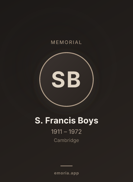 Memorial portrait of S. Francis Boys